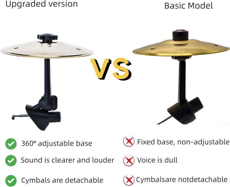 Cherishching Car Cymbal Air Vent Mount, Mini Drum Crash Cymbal Set with Mini Drum Stick,Crash Cymbal Drum for On-the-Road Rhythmic Entertainment Music Enthusiast Gift(Gold) - Image 2